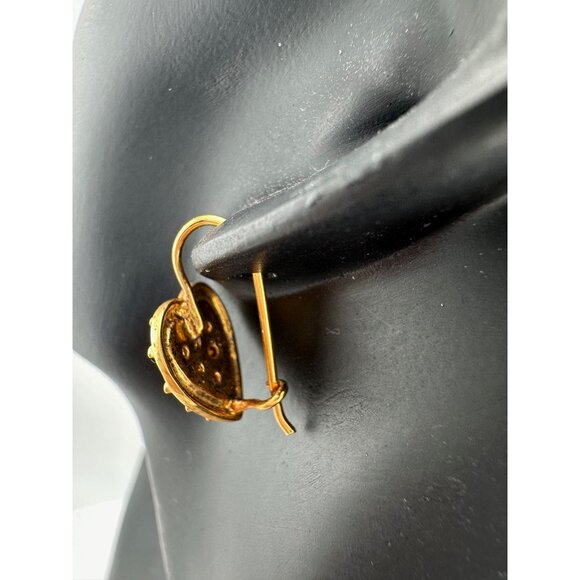 Women's Danecraft 24 Karat Gold Over Sterling Heart Shaped Earrings with Tags - Picture 13 of 16